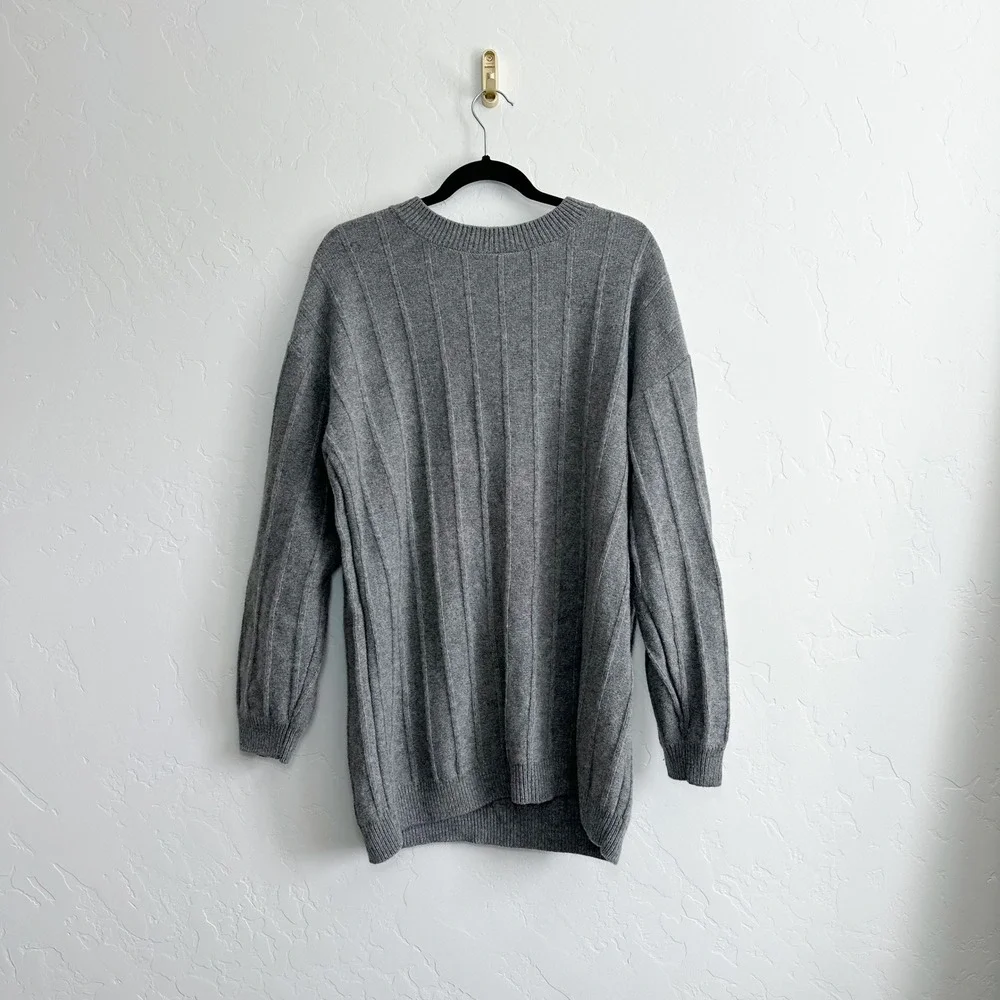 Reformation | Harriet 100% Regenerative Wool Knit Sweater Mini Dress in Gray - Picture 2 of 5
